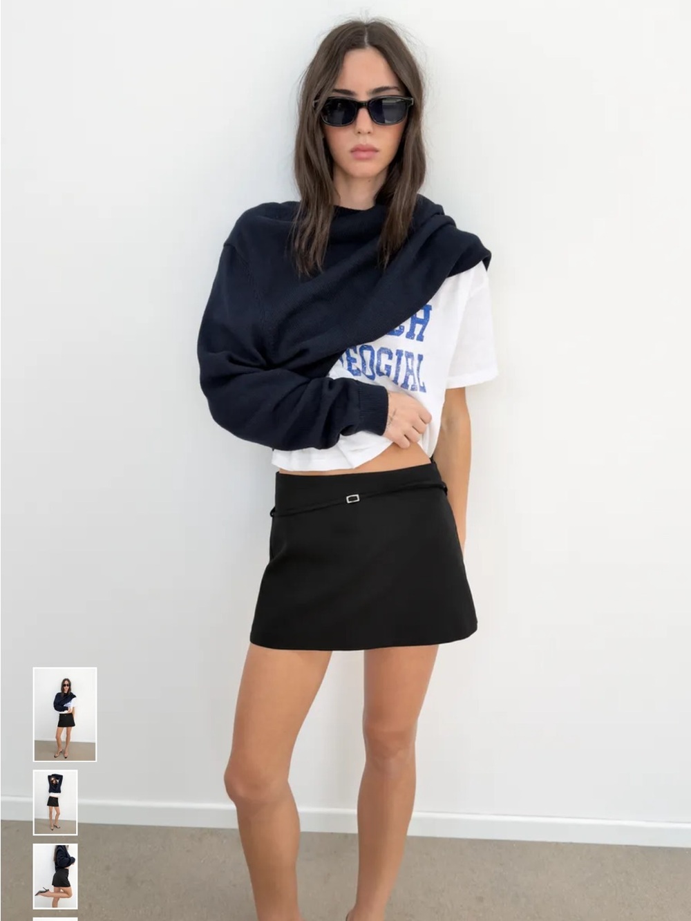 NWT Zara Black Mini Skirt with Buckle Detail
